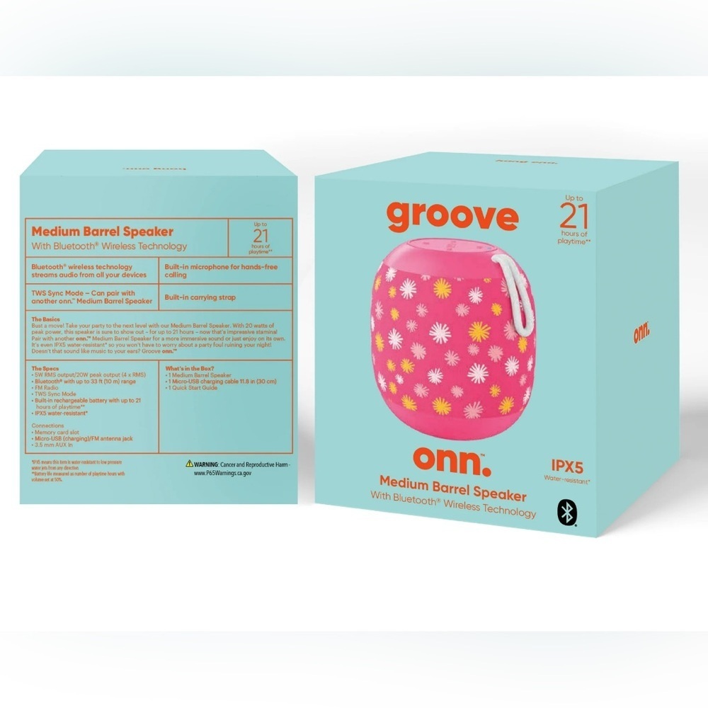 NEW ONN  Pink Portable Bluetooth Speaker